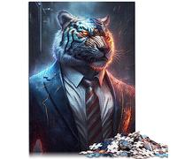 Puzzle de 1000 pièces pour Adultes, Tigre Blanc en Costume, Planche recyclée de qualité supérieure pour Femmes et Hommes, 26,7 x 37,1 cm