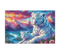 Puzzle De 1000 Pièces pour Adultes Tigre Blanc Forêt Enneigée 75x50cm Impression Vive Non Décolorable Art Mural Encadrable Idéal pour Salon Chambre À Coucher