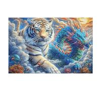 Puzzle De 1000 Pièces pour Adultes Tigre Contre Dragon 1000 PCS 75x50cm Activité Intérieure Jour De Pluie Parfait pour Enfants Adolescents Adultes Amusement Familial Sécurisé