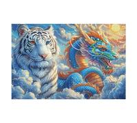 Puzzle De 1000 Pièces pour Adultes Tigre Contre Dragon 1000 PCS 75x50cm Niveau Intermédiaire Idéal pour Amélioration Compétences Entraînement Pensée Logique
