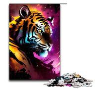 Puzzle de 1000 pièces pour Adultes Tigre Cosmique féroce Un Puzzle Amusant pour Toute la Famille Idéal comme Cadeau pour Les Adolescents à partir de 14 Ans 75x50cm