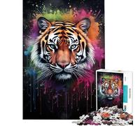 Puzzle de 1000 pièces pour Adultes Tigre éclaboussé de Poudre Stimule Le Cerveau décoration intérieure Jouet éducatif pour Les 14 Ans et Plus (38x52cm)