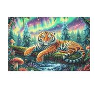 Puzzle De 1000 Pièces pour Adultes Tigre Mignon de la Jungle 1000 PCS 75x50cm Puzzle d'art Thérapie Idéal pour Santé Mentale Anti-Stress Régulation Émotionnelle Cadeau