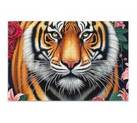 Puzzle de 1000 pièces pour adultes Tigre Roses rouges Animal Fleur Art Puzzle Scène d'automne Famille Éléphant Blanc Cadeaux 75 x 50 cm