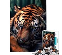 Puzzle de 1000 pièces pour Adultes Tigre Sauvage couché dans la forêt pour Un Jeu éducatif et intellectuel Une activité Artistique ou familiale (Dimensions 38x52cm)