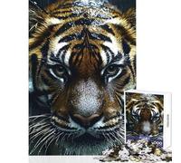Puzzle de 1000 pièces pour Adultes Tigre sous la Pluie Jeu Familial en Gros Plan défi Stimulant Jouet Anti-Stress avec Poster et fiche de Questions Assortis (38x52cm)