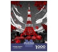 Puzzle De 1000 Pièces pour Adultes Tokyo Tower in Red and Gray Puzzles pour Adultes pour S'amuser en Famille pour Un Anniversaire, Noël, Un Jeu De Défi Unique 52x38cm/1000pcs