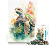 Puzzle de 1000 pièces pour Adultes Tortue Aquarelle Jeu de logique et d'assemblage précis Jouet Amusant et Gratuit Cadeau d'anniversaire (50x75cm)