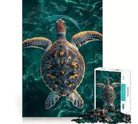 Puzzle de 1000 pièces pour Adultes Tortue Marine Tropicale Turquoise Jeu de logique et d'assemblage Parfait Idée Cadeau d'anniversaire Amusante (38x26cm)