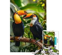 Puzzle de 1000 pièces pour Adultes Toucan Duo Iconic Blooms Jeu intellectuel Casse-tête Analyse et logique Idée Cadeau et Jouet (Dimensions 38x52cm)