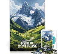 Puzzle de 1000 pièces pour Adultes, Tour du Mont Blanc, Paysage Artistique, découpe serrée, Jeu de réflexion Amusant, Loisir, activité d'anniversaire (38x52cm)
