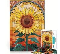 Puzzle de 1000 pièces pour Adultes Tournesol éclatant en vitrail »,défi intellectuel,découpe Nette,alignement Parfait,activité Amusante en Famille (50x75cm)