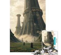 Puzzle de 1000 pièces pour Adultes Tours géantes dans Un Paysage Fantastique Puzzle de 1000 pièces à Monter soi-même défi Difficile Cadeau d'anniversaire (38x52cm)