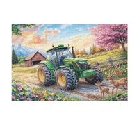 Puzzle De 1000 Pièces pour Adultes Tracteur Ferme de Printemps Champ 1000 PCS 75x50cm Carton Premium Ajustement Parfait sans Déformation Déchirure Utilisation Durablecadeau