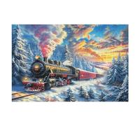 Puzzle De 1000 Pièces pour Adultes Train à Vapeur Vintage 1000 PCS 75x50cm Décoration Murale Encadrable Détails HD Clairs sans Poussière Expérience Assemblage Fluide