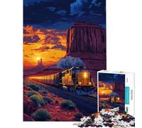Puzzle de 1000 pièces pour Adultes Train traversant Monument Valley Puzzle de 1000 pièces Jouet Anti-Stress Améliore la mémoire Cadeau Unique pour Un Anniversaire ou Noël (50x75cm)