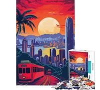 Puzzle de 1000 pièces pour Adultes Tramway de Hong Kong Jeu Impossible Jeu éducatif et Stimulant Idée Cadeau Apprentissage et éducation (Dimensions 75x50cm)