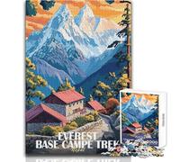 Puzzle de 1000 pièces pour Adultes - Trek du Camp de Base de l'Everest au Népal - Jeu d'art Stimulant - Cadeau d'anniversaire - Dimensions 38x52cm