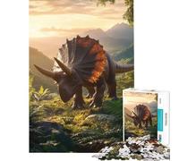 Puzzle de 1000 pièces pour Adultes Tricératops sur Une Colline de la Jungle Défi éducatif et Amusant pour Toute la Famille À partir de 14 Ans 50x75cm