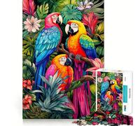 Puzzle de 1000 pièces pour Adultes Trio de perroquets tropicaux Pièces aux découpes nettes Jeu de réflexion Moment de détente et de Divertissement Scène de Noël (38x52cm)