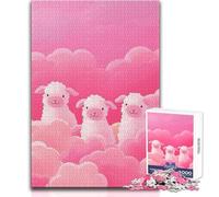 Puzzle de 1000 pièces pour Adultes Trois Moutons dans Les Nuages Roses - Jeu éducatif - Décoration intérieure - Cadeau d'anniversaire - Dimensions:38x52cm