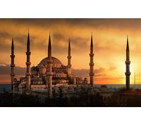 Puzzle de 1000 pièces pour Adultes, Turquie, Islam, Mosquée Bleue, Coucher de Soleil, défi cérébral, 70 x 50 cm