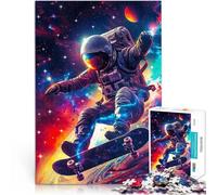 Puzzle de 1000 pièces pour Adultes Un Astronaute Fait du Skateboard dans l'espace Jeu intellectuel Idées Cadeaux 50x70cm