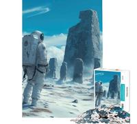 Puzzle de 1000 pièces pour Adultes Un Astronaute Solitaire découvre Une planète Ancienne Stimulez Votre Cerveau ! Décoration Parfaite Jeu de réflexion Convient aux 14 Ans et Plus