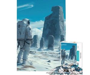Puzzle de 1000 pièces pour Adultes Un Astronaute Solitaire découvre Une planète Ancienne Stimulez Votre Cerveau ! Décoration Parfaite Jeu de réflexion Convient aux 14 Ans et Plus