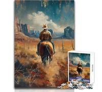 Puzzle de 1000 pièces pour Adultes : Un Cavalier Solitaire dans Le désert Jeu Manuel et éducatif pour Un Anniversaire Dimensions : 38x26 cm
