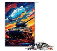 Puzzle de 1000 pièces pour Adultes Un Char d'assaut entouré d'éclaboussures Jeu de Puzzle Multicolore Décoration idéale pour Les Adolescents à partir de 14 Ans 75x50cm
