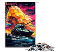 Puzzle de 1000 pièces pour Adultes Un Char d'assaut est entouré d'éclaboussures Nombreuses Couleurs Vives Jeu éducatif et Relaxant Idée Cadeau 75x50cm