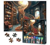 Puzzle de 1000 pièces pour adultes, un escalier en colimaçon rouge et un livre sur le sol, casse-tête impossible, difficile, difficile pour bibliophilie cadeau, 50 x 69,8 cm