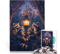 Puzzle de 1000 pièces pour Adultes Une Rencontre Fantastique avec Un Raton Laveur Jeu Stimulant Décoration Parfaite 38x26cm