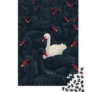 Puzzle De 1000 Pièces pour Adultes Unique White Swan Among Black Swans Puzzle pour Adolescents Analyse Et Logique Aide À Stimuler Le Cerveau Idéal comme Cadeau pour Toute La Famille 52x38cm/1000pcs