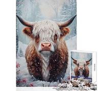 Puzzle de 1000 pièces pour Adultes Vache des Highlands Décoration Murale hivernale pour Les Jeux éducatifs et Les collectionneurs d'artistes Beaux-Arts Dimensions 50x75cm