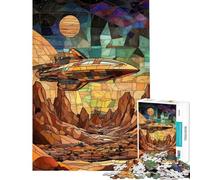 Puzzle de 1000 pièces pour Adultes Vaisseau Spatial au-Dessus d'une planète désertique Jeu de Puzzle Familial pour Adultes Stimule la mémoire Cadeau Unique pour Un Anniversaire ou Noël (38x26cm)