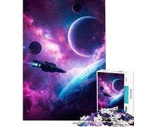 Puzzle de 1000 pièces pour Adultes Vaisseau Spatial dans Une nébuleuse avec planètes Décoration intérieure Cadeau pour Femmes Amis et Famille (38x26cm)