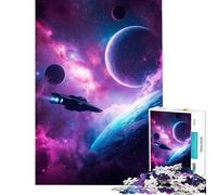 Puzzle de 1000 pièces pour Adultes Vaisseau Spatial dans Une nébuleuse avec planètes Puzzle de 1000 pièces à Monter soi-même défi Difficile Cadeau d'anniversaire (38x52cm)