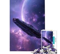 Puzzle de 1000 pièces pour Adultes Vaisseau Spatial dans Une nébuleuse Violette Défi intellectuel Jeu addictif Décoration Murale (Dimensions 75x50cm)