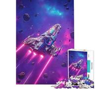 Puzzle de 1000 pièces pour Adultes Vaisseau Spatial traversant Un Champ d'astéroïdes Jeu Difficile et Stimulant pour se détendre et soulager Le Stress Convient aux Personnes de 14 Ans et Plus 38x26cm