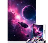 Puzzle de 1000 pièces pour Adultes Vaisseaux spatiaux dans Une nébuleuse avec planète Cadeau éducatif et créatif Jeu Stimulant à compléter Dimensions 50x75cm