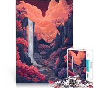Puzzle de 1000 pièces pour Adultes Vallée des ruines de la Cascade Soulagement du Stress Jeu éducatif pour Anniversaire, Noël 26x38cm