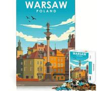 Puzzle de 1000 pièces pour Adultes Varsovie, Pologne Art du Voyage Finitions soignées Jeu cognitif et Relaxant Décoration Murale de Noël (38x52cm)