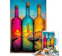 Puzzle de 1000 pièces pour Adultes Venise en Bouteilles Jeu de réflexion et de découpe de précision Cadeau d'anniversaire (Taille 38x52cm)