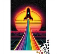 Puzzle De 1000 Pièces pour Adultes Vibrant Retro Rocket Launch Puzzle pour Adultes Jeu Manuel Décoration Murale Activités Amusantes À La Maison, 52x38cm/1000pcs