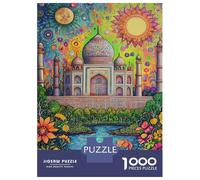Puzzle De 1000 Pièces pour Adultes Vibrant Taj Mahal Artistry Puzzle Adulte, Jeu De Réflexion, Cadeau d'anniversaire, Difficile À Compléter 52x38cm/1000pcs
