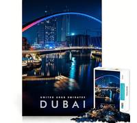 Puzzle de 1000 pièces pour Adultes Vie Nocturne à Dubaï Jeu de réflexion Artistique de précision Jeu de Calme Décoration de Noël (50x75cm)
