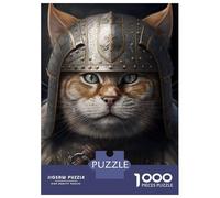 Puzzle De 1000 Pièces pour Adultes Viking Cat Wearing Armor Puzzle Adulte, Jeu De Réflexion, Défi Difficile À Terminer 38x26cm/1000pcs