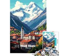 Puzzle de 1000 pièces pour Adultes Village de Montagne du Mont Blanc Activités ludiques à la Maison Améliore la mémoire Jeu Pratique à partir de 14 Ans (50x75cm)
